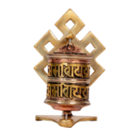 Brass Tibetan Prayer Wheel with  Endless Knot Base