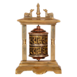 Brass Tibetan Prayer Wheel with Deer and dharma Symbol