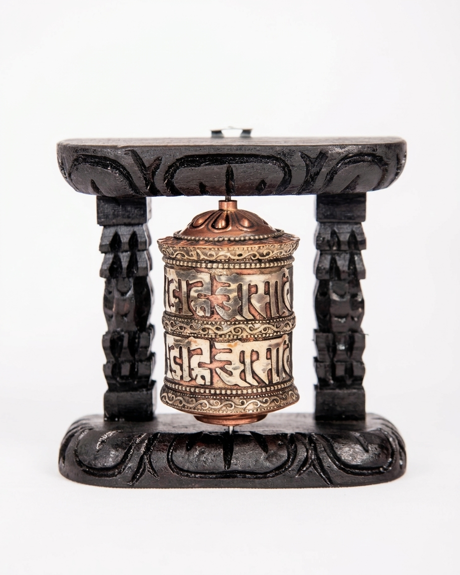 Hero image of prayer wheel Handcrafted Tibetan Copper and Brass Prayer Wheels - Image 1