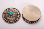 Handcrafted Tibetan Antique style Jewellery box (Turquoise and coral inlay) - Image 3