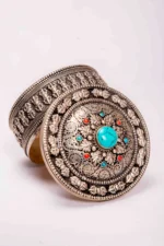 Handcrafted Tibetan Antique style Jewellery box (Turquoise and coral inlay) - Image 4