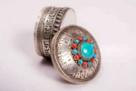 Handcrafted Tibetan Mantra  jewellery Box (Turquoise & Coral Inlay) - Image 3