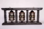 Handcrafted tibetan prayer wheels with wooden frame. - Image 3