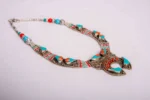 Handcrafted Turquoise Teardrop Necklace with Coral Accents. - Image 3