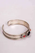 Handmade onyx and coral tribal wrist cuff - Image 3