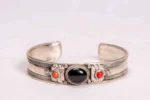 Handmade onyx and coral tribal wrist cuff - Image 2