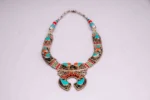 Handcrafted Turquoise Teardrop Necklace with Coral Accents. - Image 2