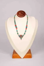 Handmade Turquoise and Coral Mosaic Necklace